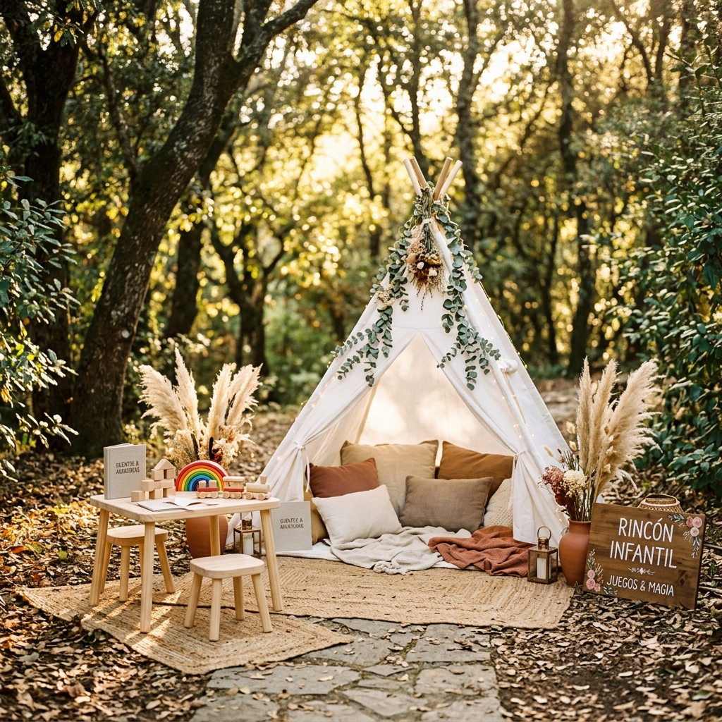 Rincón infantil elegante en boda